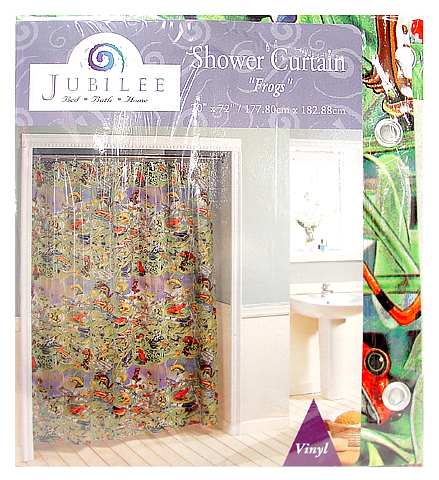 SHOWER CURTAIN - JUBILEE VINYL FROG PRINT 70 INCH x 72 INCH SHOWER CURTAIN 002130246