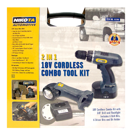 Nikota Cordless Drill- 18volt 2 In 1 Cordless Drill With Flashlight Kit 01306