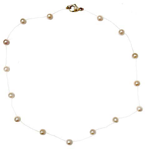 PEARL NECKLACE - FLOATING PEARL PLUM 16 INCH NECKLACE 15013