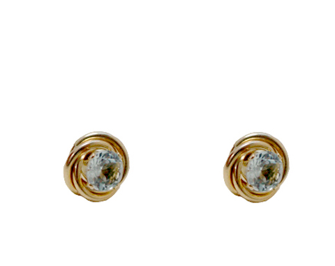 Aqua Marine Love Knot Stud Earrings - 15236 with Free Insured Shipping! 15236