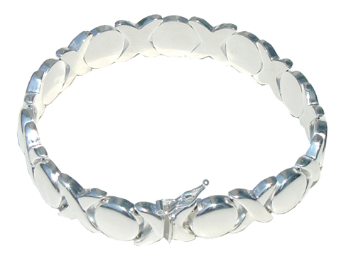 STERLING SILVER HUGS AND KISSES 7 INCH BRACELET 15948