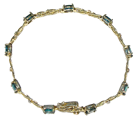 DIAMOND BRACELET - GOLD AND BLUE TOPAZ DIAMOND 8 INCH BRACELET 16105
