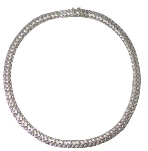 STERLING SILVER ITALIAN BASKET WEAVE STAMP 18 INCH NECKLACE 16335