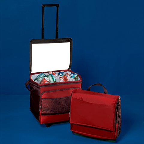 Red/Black Cooler Bag On Wheels By Toppers 16980105