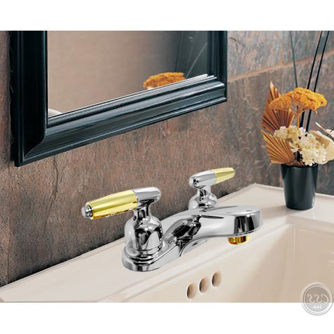 Delta 2521 Classic two-handle Lavatory faucet with pop-up, in Chrome & Brilliance? Polished Brass Finish 2521-CBBRS