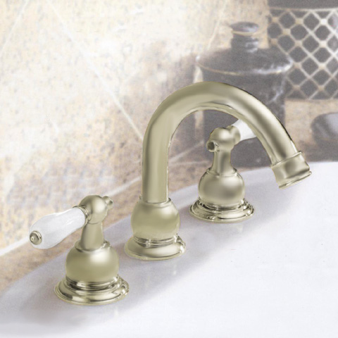Delta 2767 NEO STYLE? two-handle Roman tub faucet with high arc spout, in Brilliance? Pearl Nickel finish 2767NN-612NN
