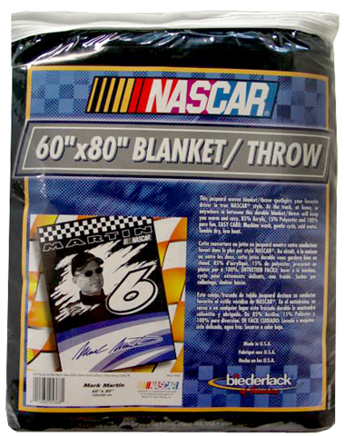 BEDDING BLANKET - MARK MARTIN NASCAR 60 X 80 BLANKET AND THROW 28787