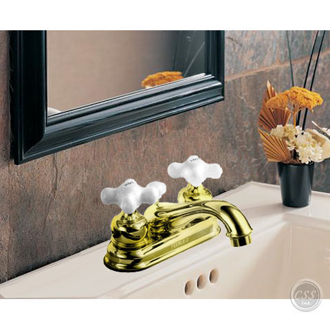 Peerless 3622 Washerless Two-Handle Lavatory Faucet Polished Brass Finish 3622PB