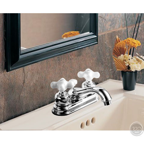 Peerless? 3622 Washerless Lavatory Faucet Chrome Finish with Two White Finish Cross Handle 3622