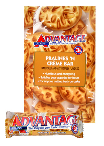 Atkins Advantage bars ATKINS ADVANTAGE PRALINES 'N CREME 180 BARS CASE PACK WITH FREE SHIPPING ADVPCCASE