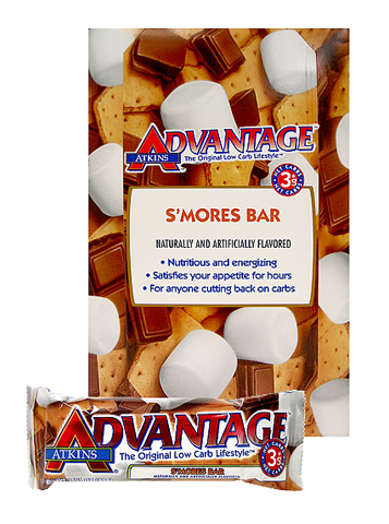 Atkins Advantage bars ATKINS ADVANTAGE SMORES LOW CARB 180 BARS CASE PACK WITH FREE SHIPPING F30562CASE