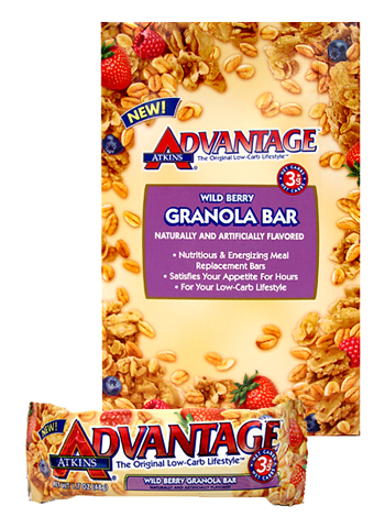Atkins Advantage bars ATKINS ADVANTAGE WILD BERRY GRANOLA 180 BARS CASE PACK WITH FREE SHIPPING 103103CASE