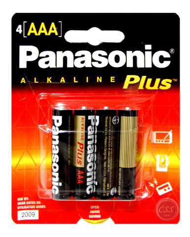 Panasonic AAA Batteries - Panasonic 4PK AAA Alkaline Plus Batteries AM-4PA-4B