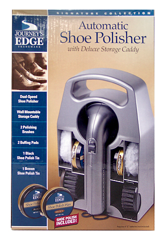 SHOE POLISHER: JOURNEY'S EDGE AUTOMATIC SHOE POLISHER WITH DELUXE STORAGE CADDY ASP-24-8147