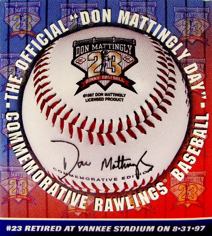 AUTOGRAPHED BASEBALL - DON MATTINGLY COMMEMORATIVE AUTOGRAPHED RAWLINGS BASEBALL BASMATA