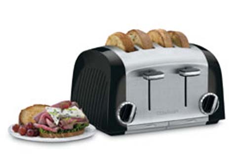 Cuisinart CMT-400PBK Cast Metal 4 Slice Toaster, Black and Stainless CMT-400PBK
