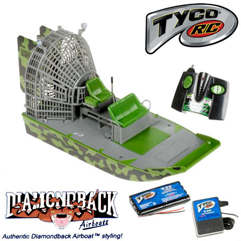 Tyco R/C Radio Control Swamp Blaster Land/Water Airboat - Green G3454-H2552