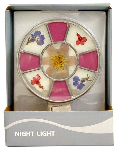 Pressed Natural Flowers And Stained Glass Night Light GNL41-T