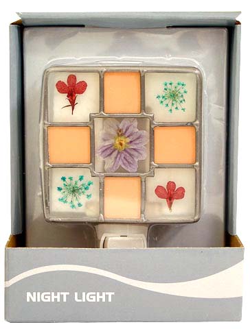 Pressed Natural Flowers And Staind Glass Night Light GNL43-T