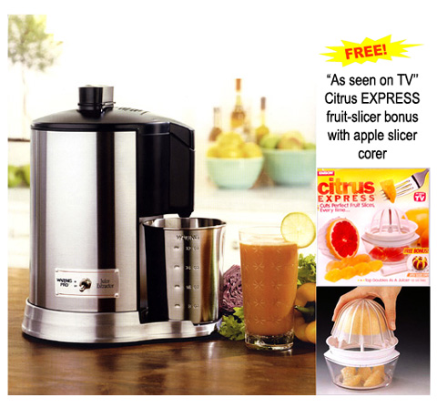 Waring JEX328 Health Juice Extractor - Waring Pro? Professional Health Juice Extractor Black & Stainless with FREE Citrus Express! JEX328