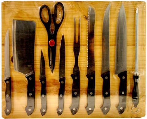 11pc Chef Style Knife Set With Cutting Board KN1100