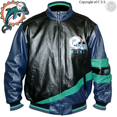 Miami Dolphins Genuine Leather Jacket, by G-III LA53160-DOL