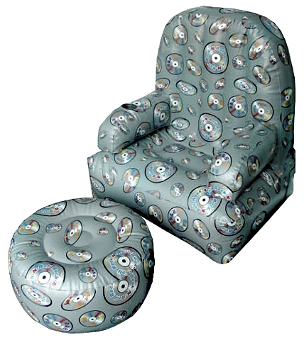 STERLING GIFTWARE INFLATABLE CD PRINT CHAIR AND OTTOMAN M6094627