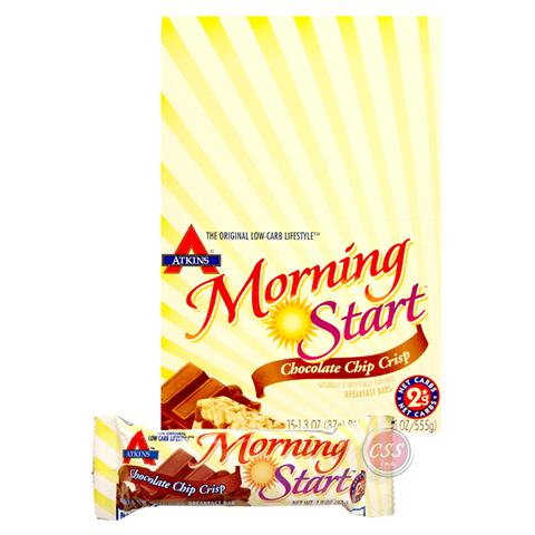 Atkins Morning Start Breakfast Bar - Atkins Morning Start Chocolate Chip Crisp 180 Bar Case Pack with Free Shipping MSCCC-CASE
