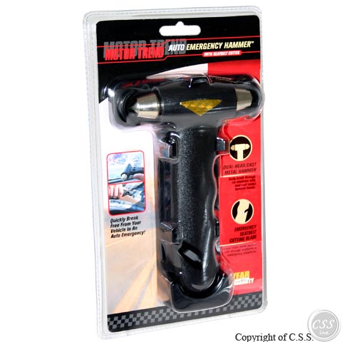 Auto Emergency Hammer - Motor Trend Auto Emergency Hammer With Seatbelt Cutter MTEH-24-3734