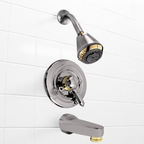 Delta N1748CNP-74NP Tub/Shower Faucet - Delta Classic  Scald-Guard Tub/Shower Faucet, in Brilliance Pearl Nickel - Polished Brass Finish N1748CNP-74N