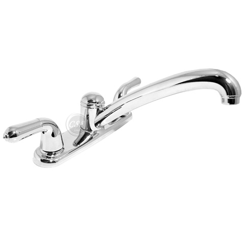 Delta N2480LS-24 Waterfall? two-handle widespread kitchen faucet with high arc swivel spout, in Chrome finish with vegetable spray N2480LS-24