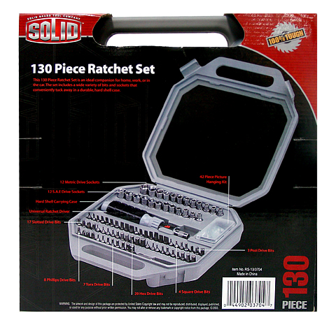 RATCHET SET - SOLID 130PC RATCHET SET WITH CASE RS-13-3704