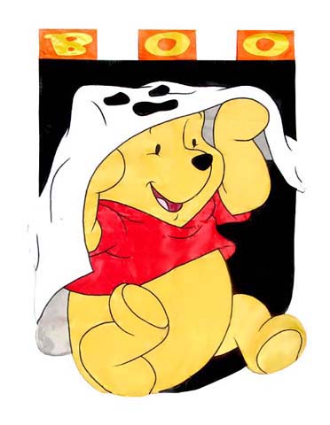 DECORATIVE FLAG - WINNIE THE POOH - POOH SAYS BOO 28 INCH x 40 INCH DECORATIVE FLAG SH70231