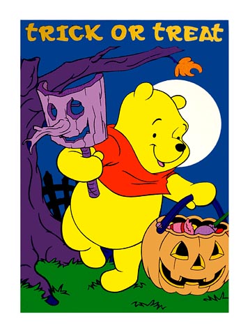 HALLOWEEN DECORATIVE FLAG - WINNIE THE POOH HALLOWEEN GOODIES POOH 28 INCH x 40 INCH DECORATIVE FLAG SH73988