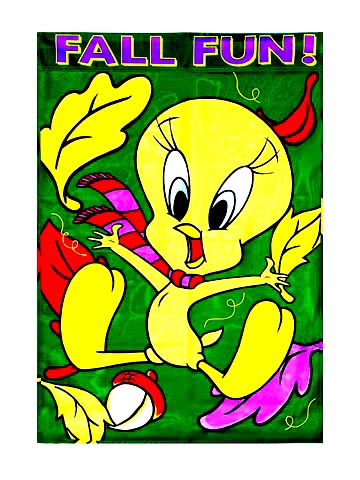 FALL DECORATIVE FLAG - LOONEY TUNES FALL FUN TWEETY 28 INCH x 40 INCH DECORATIVE FLAG SH74013