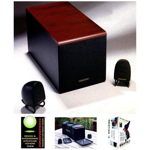 SCOTT PORTABLE POWERED SPEAKER SYSTEM- SPS1B-200 BLACK WITH CARRYING CASE SPS1B-200