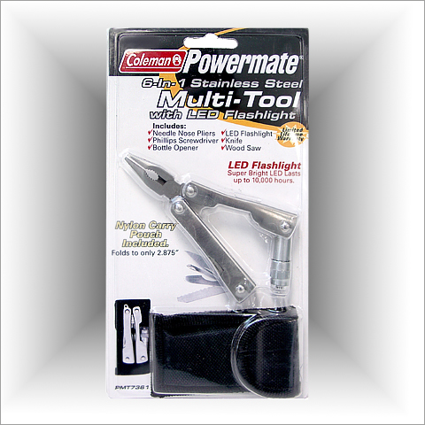 Coleman 6 In 1 Stainless Steel Multi Tool With Led Flashlight And Case TPMT7361