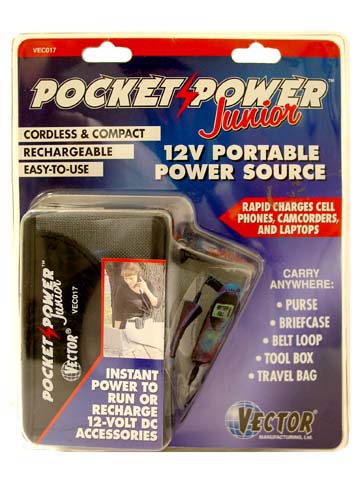 Vector Pocket Power Emergency Starter - Vector Pocket Power Jr. 12 Volt Portable Power Source, With Free Insured Shipping!!! VEC017