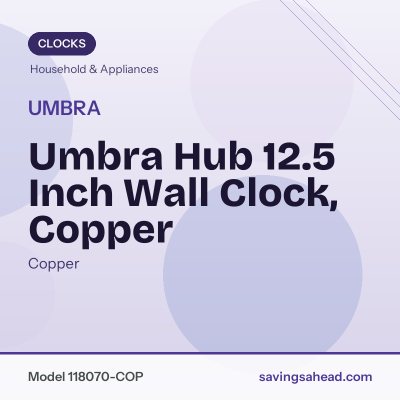 Umbra Hub 12.5 Inch Wall Clock, Copper