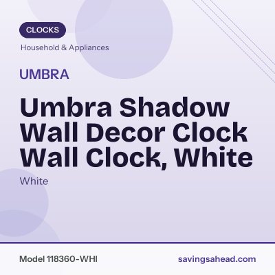 Umbra Shadow Wall Decor Clock Wall Clock, White