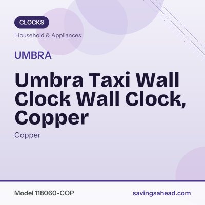 Umbra Taxi Wall Clock Wall Clock, Copper